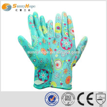 Sunnyhope China fabricante palma Tricô geral nitrilo revestido de nylon glovs